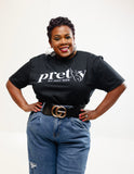 Pretty at any size signature Tee-white letters