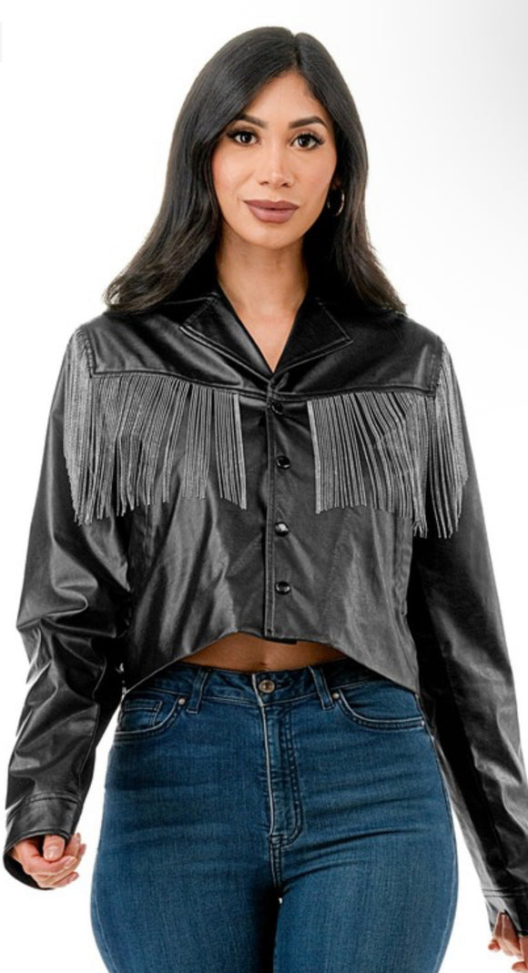 Renegrade Leather Jacket with silver tassles