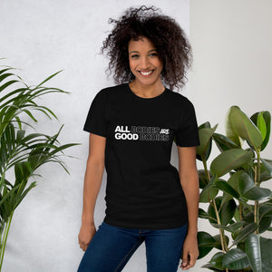 All Bodies Are Good Bodies Tee-Black with White Letters