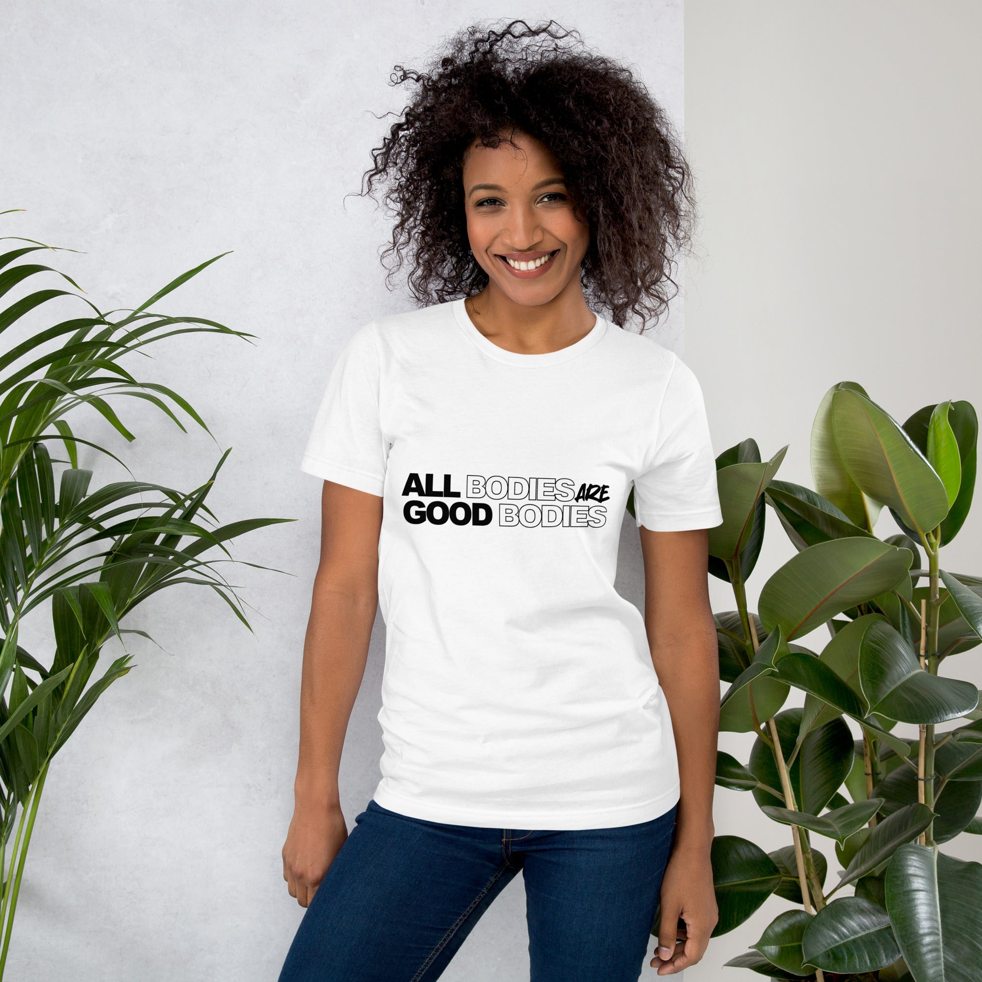 All Bodies are Good Bodies tee-White with Black letters